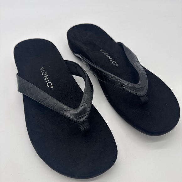 VIONIC Black Dillon Flip Flop Sandals US 11 - Picture 1 of 5